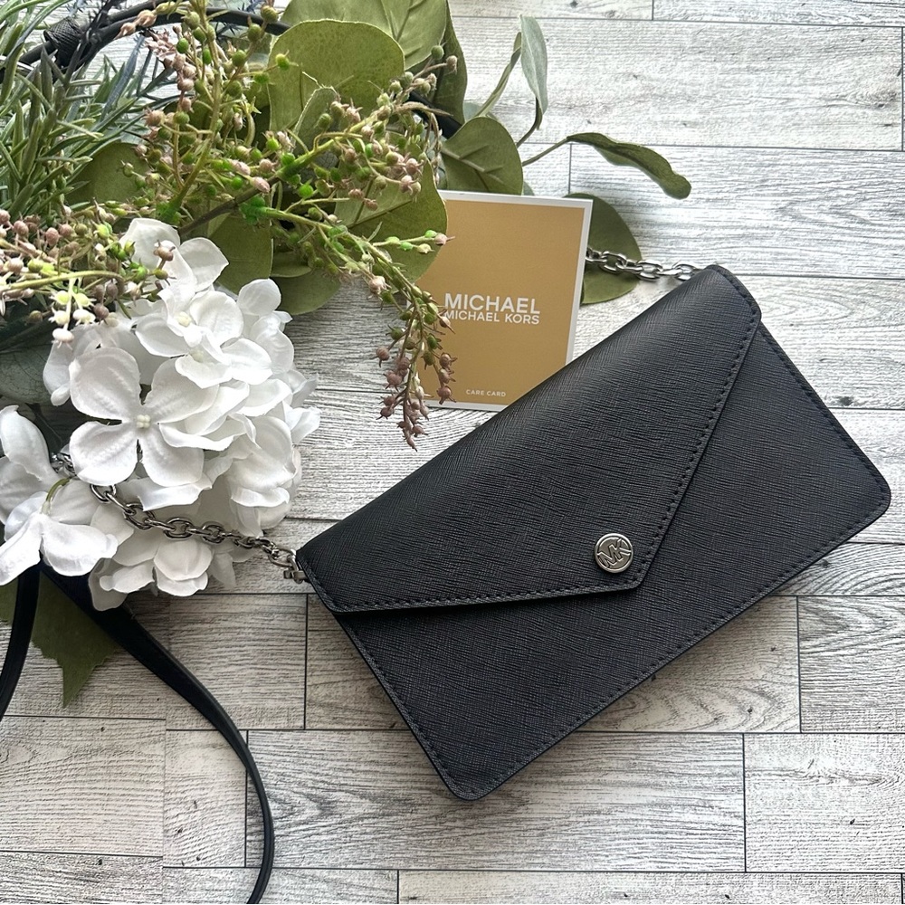 Michael Kors Small Convertible Saffiano Leather Envelope Crossbody Wallet